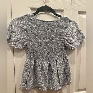 Patterned Baby Blue Top